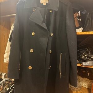 Michael Kors Navy Pea Coat with Gold Buttons